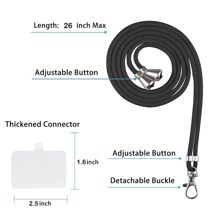 Case de Téléphone de la Série YB PC Pour L'iphone 15 Pro, PC + TPU Hocoping Back Cover With Lanyard - Noir