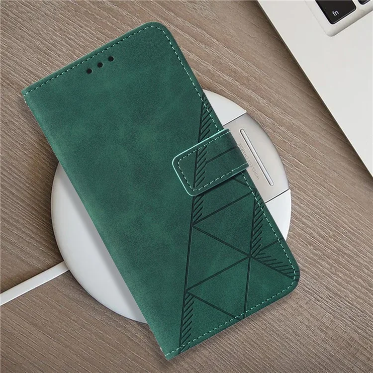 For iPhone 15 Leather Case with Hand Strap Wallet Stand Phone Cover - Blackish Green