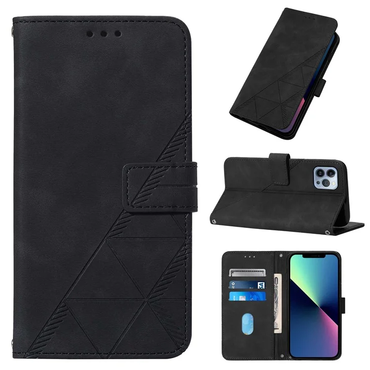 For iPhone 15 Pro Max Leather Case with Hand Strap Wallet Stand Phone Cover - Black