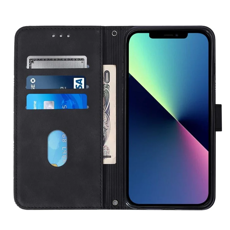 For iPhone 15 Pro Max Leather Case with Hand Strap Wallet Stand Phone Cover - Black