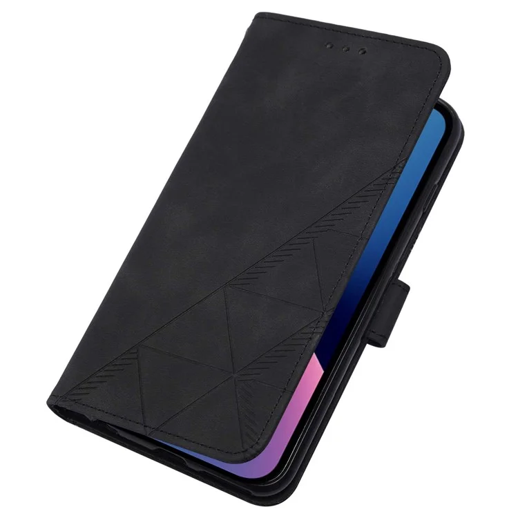 For iPhone 15 Pro Max Leather Case with Hand Strap Wallet Stand Phone Cover - Black