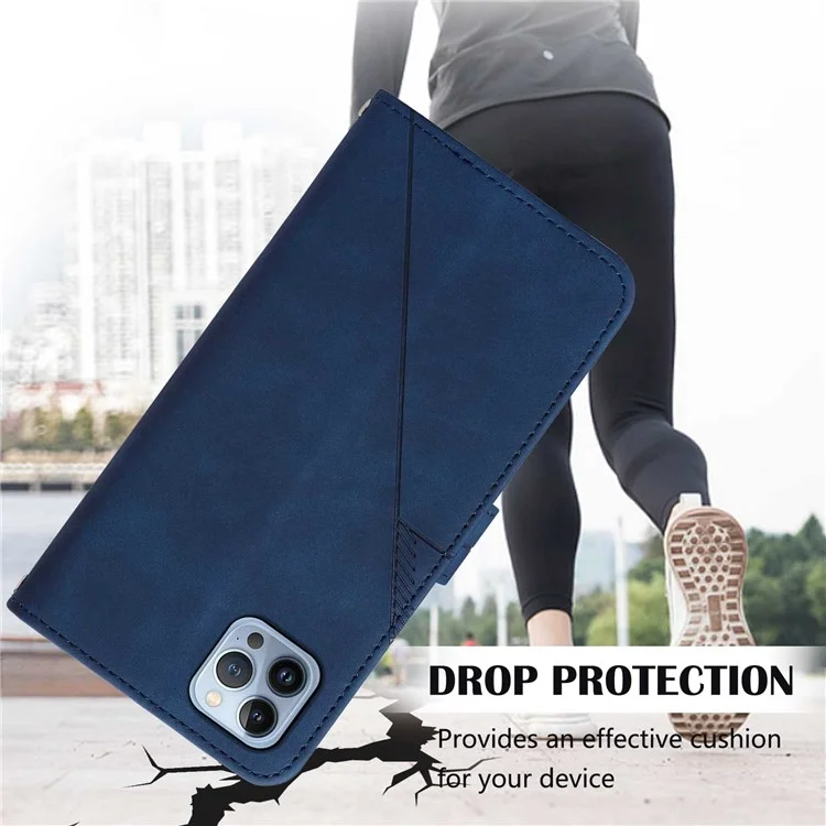 For iPhone 15 Pro Max Leather Case with Hand Strap Wallet Stand Phone Cover - Black