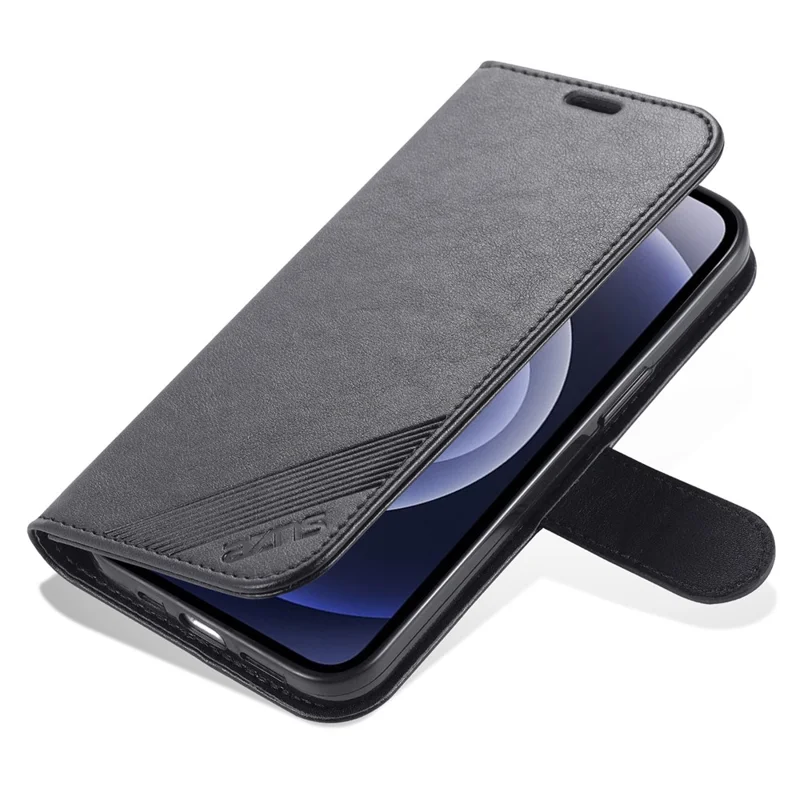 AZNS Telefon-Wallet-Hülle für iPhone 15 Plus, Ständer, PU-Leder + TPU-Telefonabdeckung - Schwarz