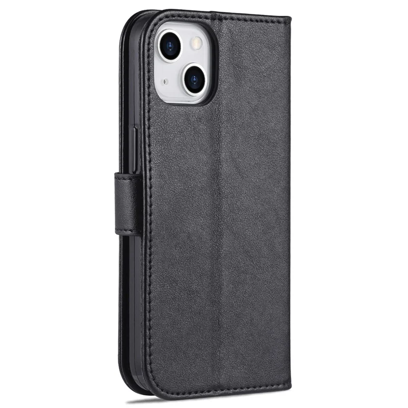 AZNS Telefon-Wallet-Hülle für iPhone 15 Plus, Ständer, PU-Leder + TPU-Telefonabdeckung - Schwarz