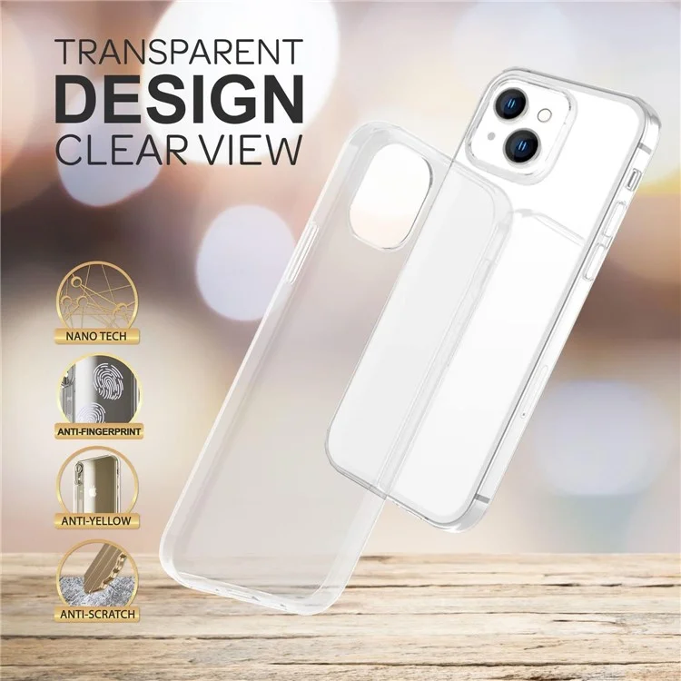 Étui TPU Transparent Anti-fingerprint Pour Iphone 15, Couverture de Téléphone de Protection Anti-rayures