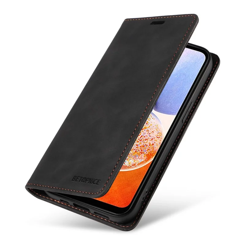 BETOPNICE 003 For Samsung Galaxy A14 4G / 5G Phone Stand Cover Shockproof Wallet RFID Blocking PU Leather Case - Black