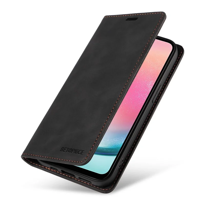 BETOPNICE 003 For Samsung Galaxy A24 4G (162.1 x 77.6 x 8.3mm) RFID Blocking PU Leather Stand Cover Shockproof Wallet Cell Phone Case - Black
