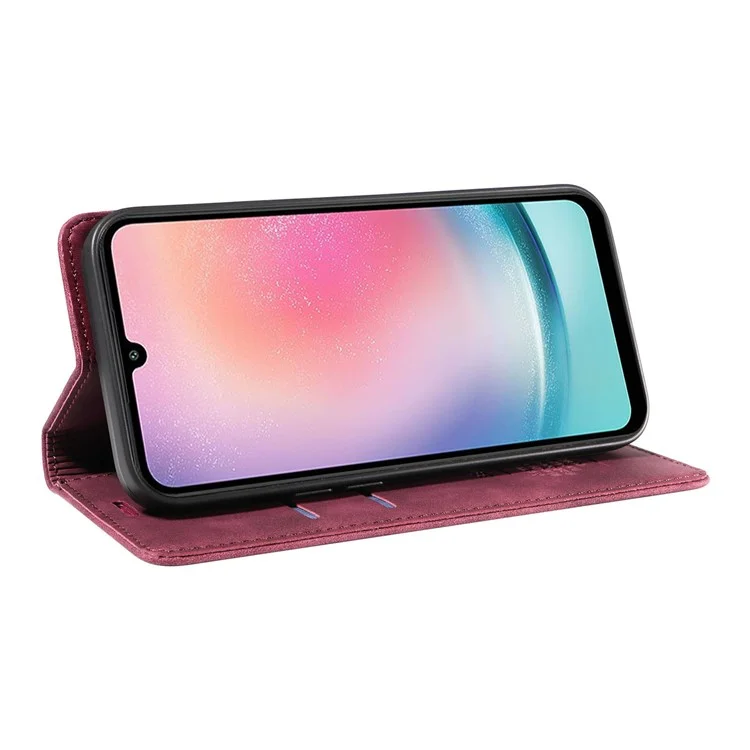 BETOPNICE 003 para Samsung Galaxy A24 4G (162.1 x 77.6 x 8.3mm) Funda de cartera con bloqueo RFID de cuero PU resistente a golpes - Rojo