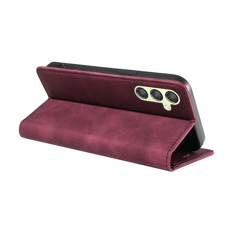 BETOPNICE 003 para Samsung Galaxy A24 4G (162.1 x 77.6 x 8.3mm) Funda de cartera con bloqueo RFID de cuero PU resistente a golpes - Rojo