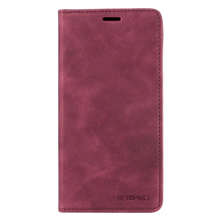 BETOPNICE 003 para Samsung Galaxy A24 4G (162.1 x 77.6 x 8.3mm) Funda de cartera con bloqueo RFID de cuero PU resistente a golpes - Rojo