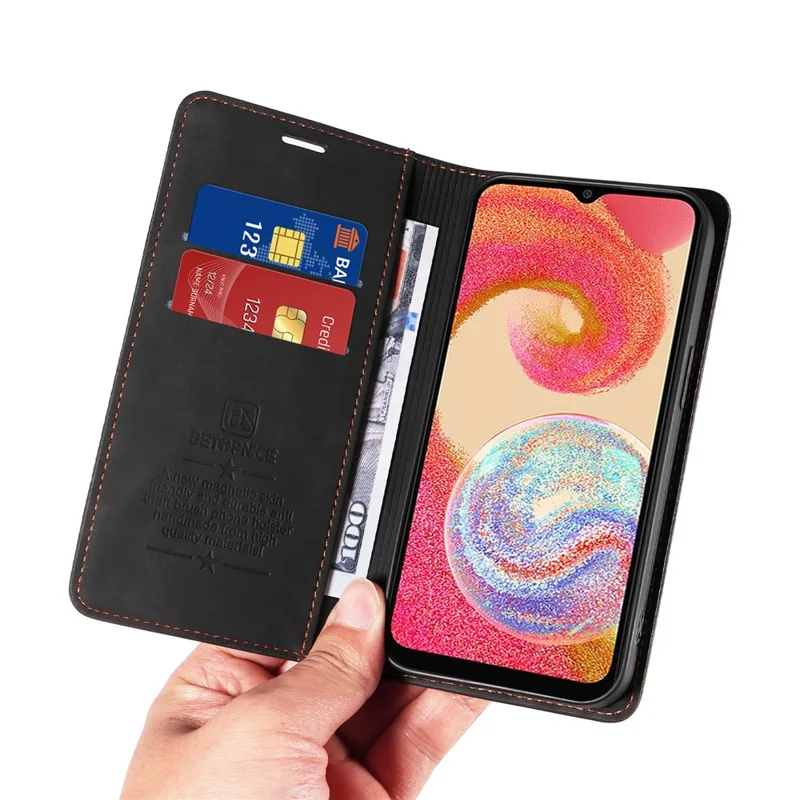 BETOPNICE 003 For Samsung Galaxy A04e 4G / F04 4G / M04 4G Wallet Cell Phone Case RFID Blocking PU Leather Stand Cover - Black