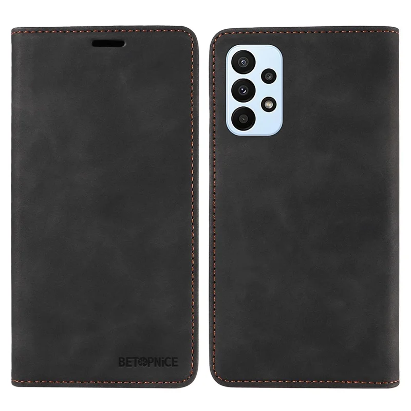 BETOPNICE 003 For Samsung Galaxy A73 5G Slim-Fit PU Leather Stand Cover RFID Blocking Wallet Phone Case - Black