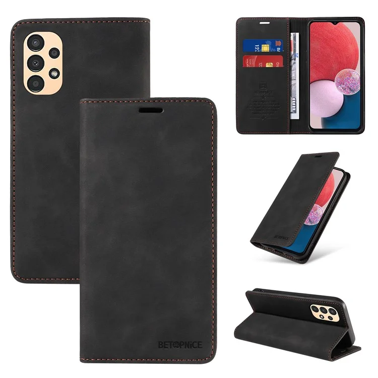 BETOPNICE 003 Custodia Portafoglio per Samsung Galaxy A13 4G / A13 5G / A04s 4G / M13 5G / A04 4G con Blocco RFID - Nero 