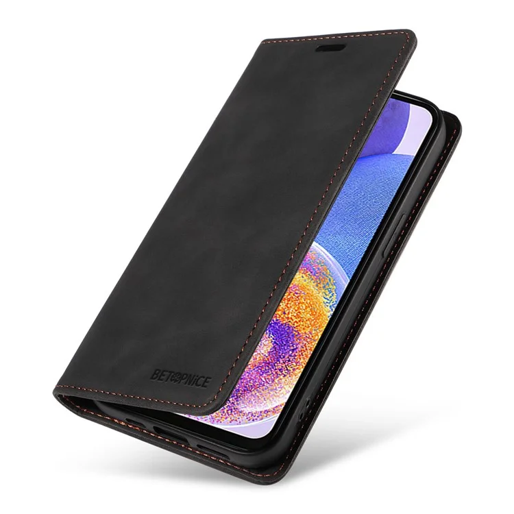 BETOPNICE 003 Para Samsung Galaxy A23 4G / A23 5G (Versão Global) / F23 5G / M23 5G/M13 4G Capa de Carteira de Couro PU com Bloqueio RFID e Suporte - Preto