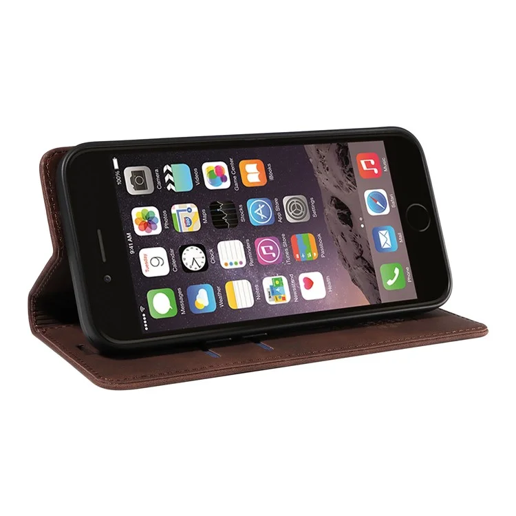BETOPNICE 003 For iPhone 6 Plus / 7 Plus / 8 Plus / 6s Plus TPU+PU Leather Stand Cover RFID Blocking Wallet Cell Phone Case - Brown