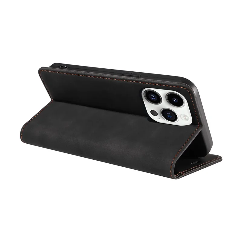 BETOPNICE 003 Pour iPhone 15 Pro Max Étui de protection en cuir PU léger avec support RFID Blocking Wallet Phone Shell - Noir