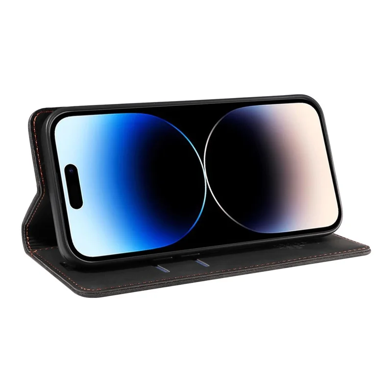 BETOPNICE 003 For iPhone 15 Pro Slim-Fit Cover RFID Blocking Wallet Phone PU Leather Stand Shell - Black