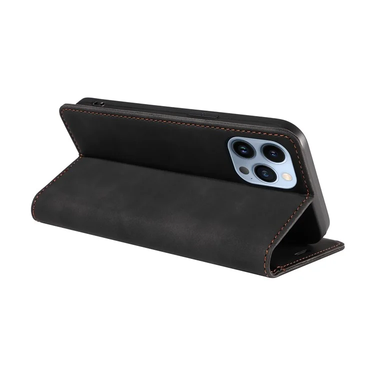 BETOPNICE 003 Wallet Phone Shell  Für iPhone 13 Pro Max, PU-Leder Stand Cover RFID-Blocking Phone Case - Schwarz