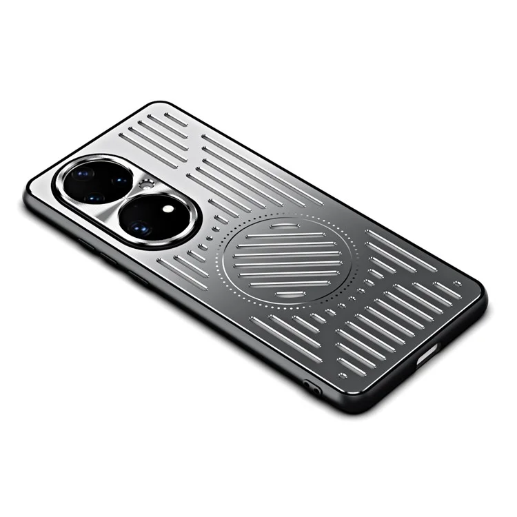 Für Huawei P50 Pro 4G Handyhülle Hohle Wärmeableitung TPU + Aluminiumlegierung Rückabdeckung - Silber