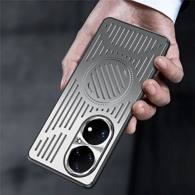 Für Huawei P50 Pro 4G Handyhülle Hohle Wärmeableitung TPU + Aluminiumlegierung Rückabdeckung - Silber