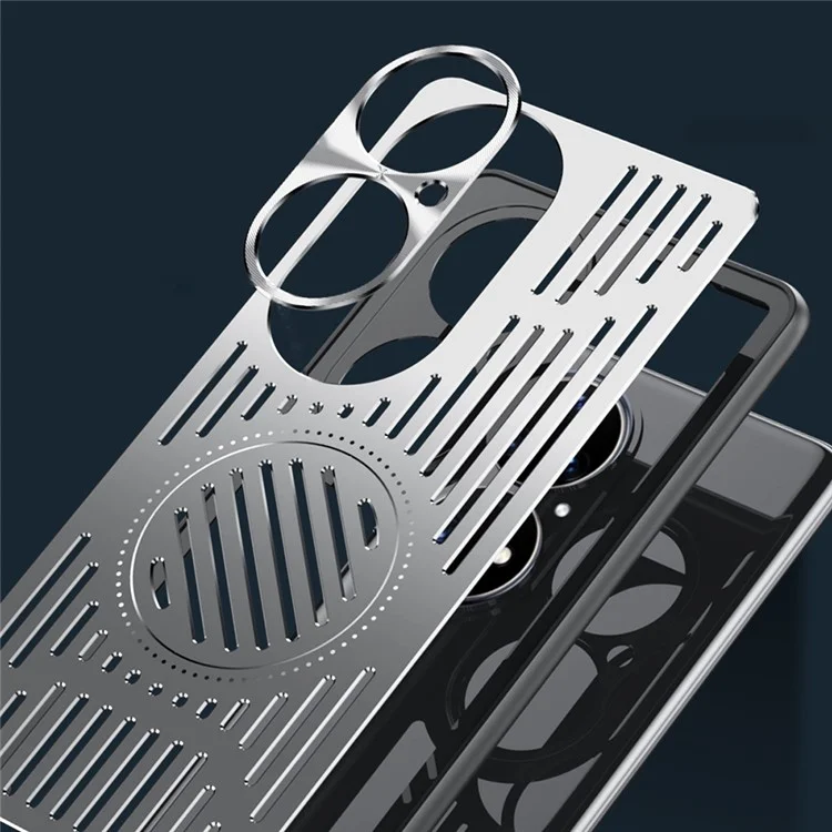 Für Huawei P50 Pro 4G Handyhülle Hohle Wärmeableitung TPU + Aluminiumlegierung Rückabdeckung - Silber