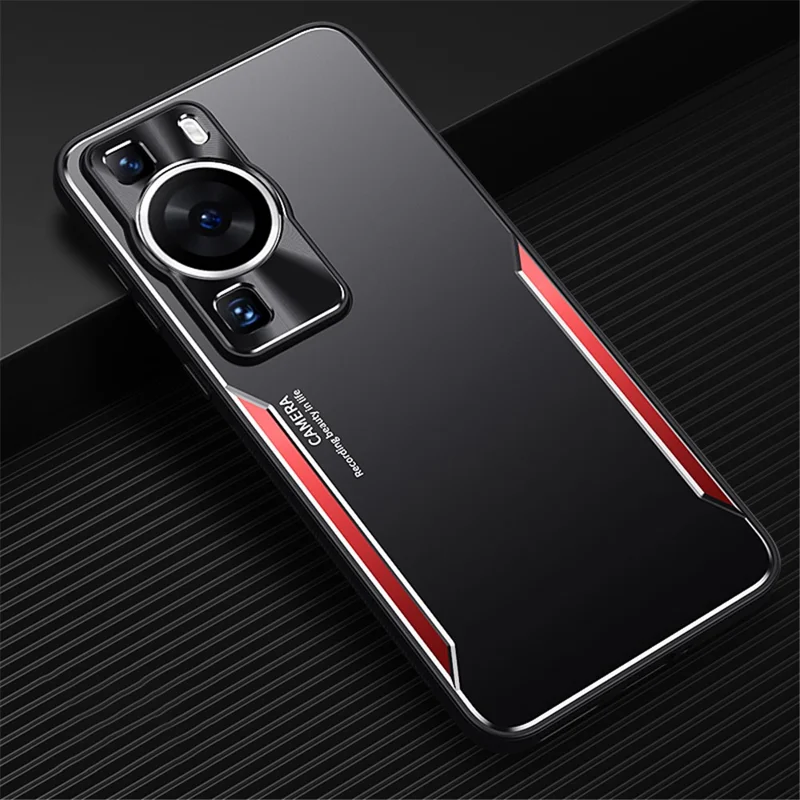 For Huawei P60 Shockproof Phone Case Aluminium Alloy+TPU Anti-scratch Cover - Red