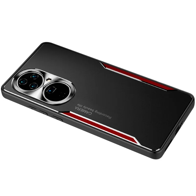 Shockproof Phone Case for Huawei P50 Pro 4G Aluminium Alloy+TPU Back Cover - Red