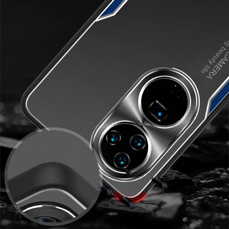 Shockproof Phone Case for Huawei P50 Pro 4G Aluminium Alloy+TPU Back Cover - Red