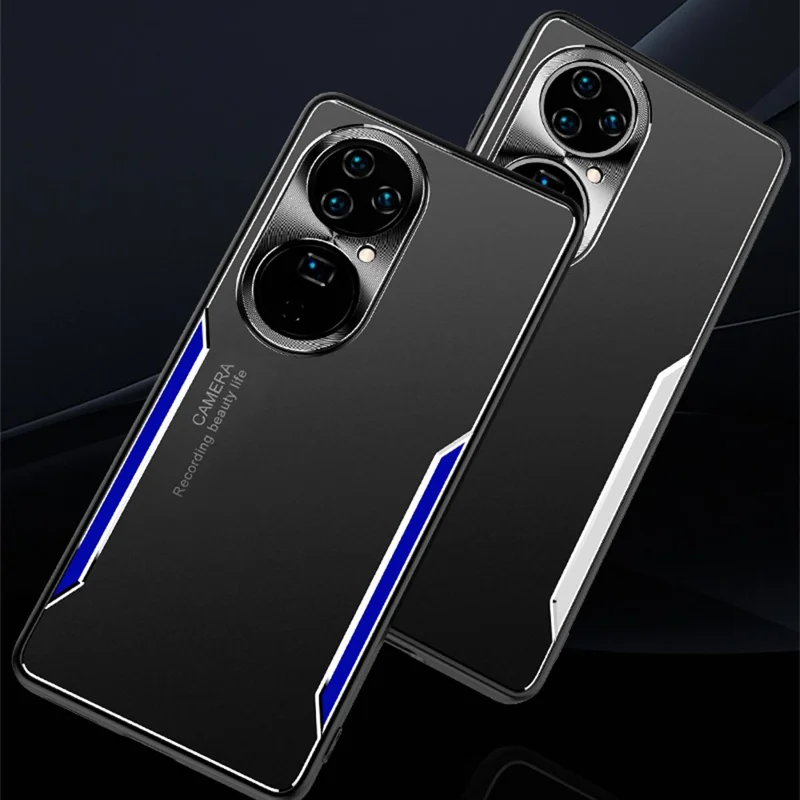 Shockproof Phone Case for Huawei P50 Pro 4G Aluminium Alloy+TPU Back Cover - Red