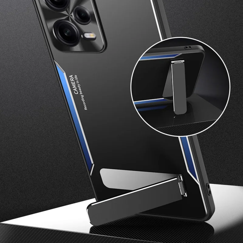 Für Xiaomi Redmi Note 12 Pro 5G Kickstand Drop-proof Case TPU+Aluminium Legierung Handyhülle - Blau
