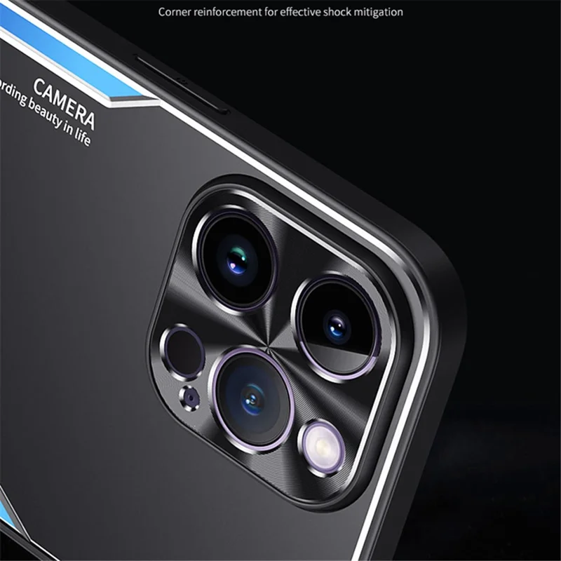 For iPhone 12 Pro Shockproof Cell Phone Shell Anti-dust Aluminium Alloy + TPU Phone Case Cover - Blue