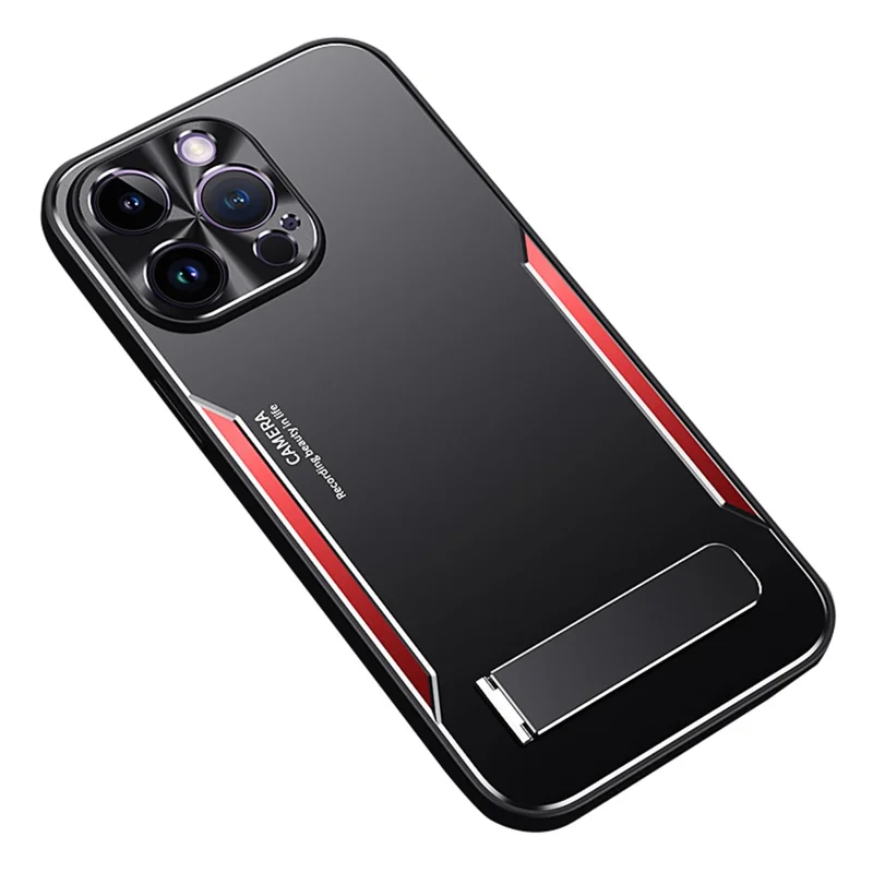 For iPhone 12 Pro Max Shockproof Phone Cover Shell Kickstand Design TPU + Aluminium Alloy Phone Case - Red