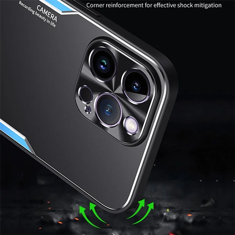 Slim-Fit Phone Case For iPhone 13 Pro Max , TPU + Aluminium Alloy Phone Cover with Kickstand - Gold