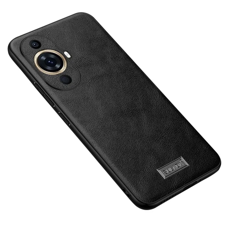 SULADA For Huawei nova 11 Pro / nova 11 Ultra PU Leather Coated TPU+PC Anti-fall Phone Case Scratch-resistant Cover - Black