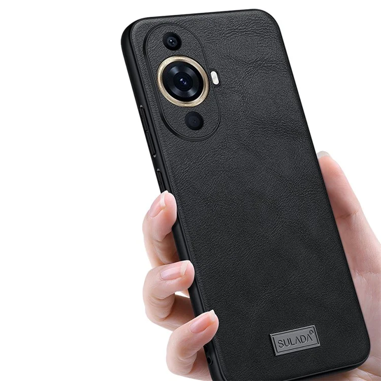 SULADA For Huawei nova 11 Pro / nova 11 Ultra PU Leather Coated TPU+PC Anti-fall Phone Case Scratch-resistant Cover - Black