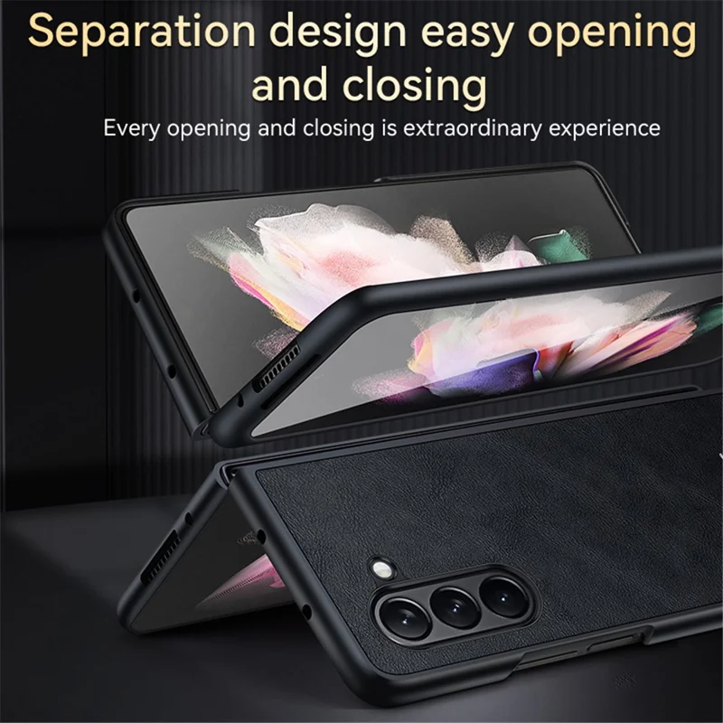 SULADA Per Samsung Galaxy Z Fold5 5G PU Pelle Rivestita TPU+PC Case Anti-caduta Cover per Telefono - Nero