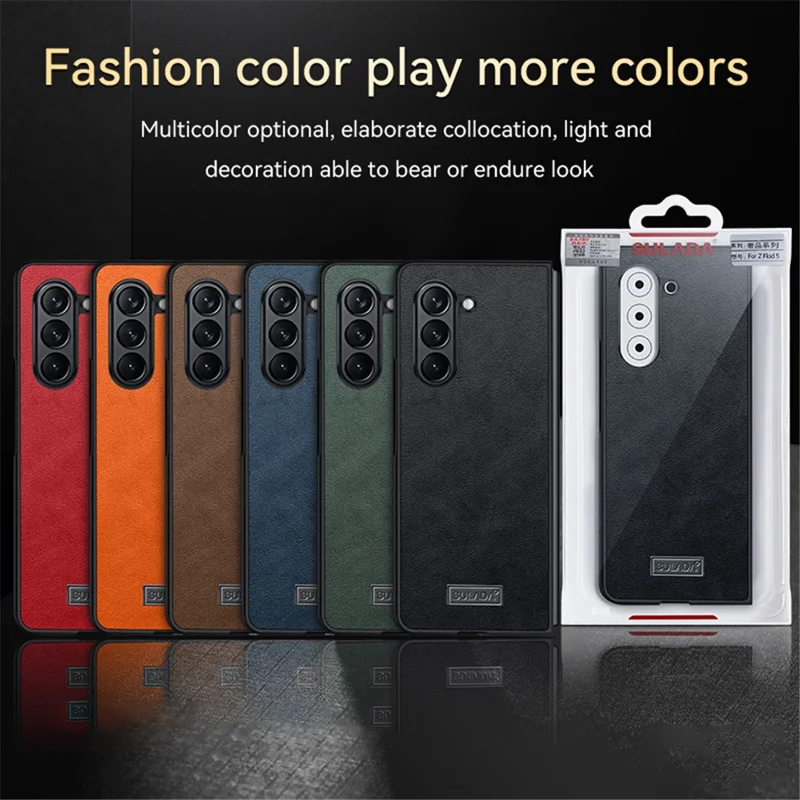 SULADA Per Samsung Galaxy Z Fold5 5G PU Pelle Rivestita TPU+PC Case Anti-caduta Cover per Telefono - Nero