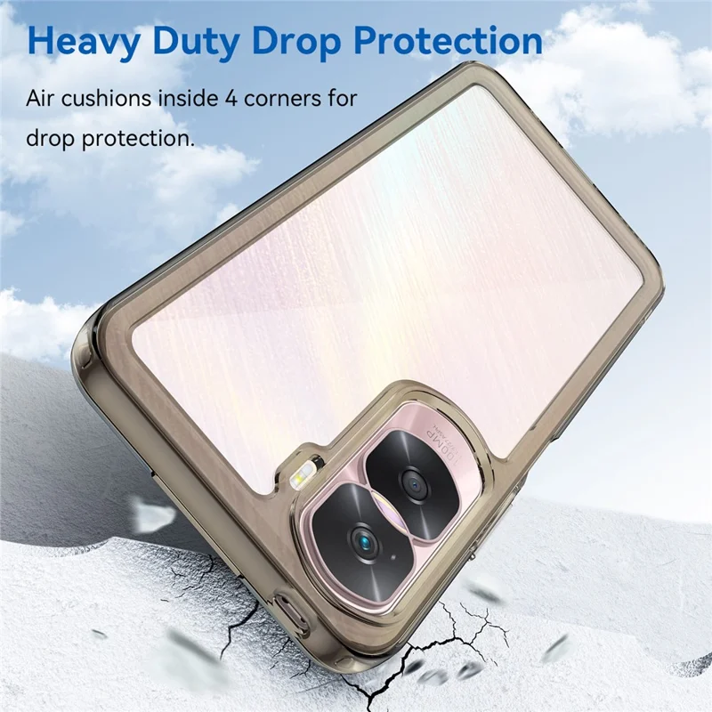 For Honor 90 Lite 5G / X50i 5G TPU+Acrylic Mobile Phone Back Cover Clear Protective Shockproof Case - Transparent Grey