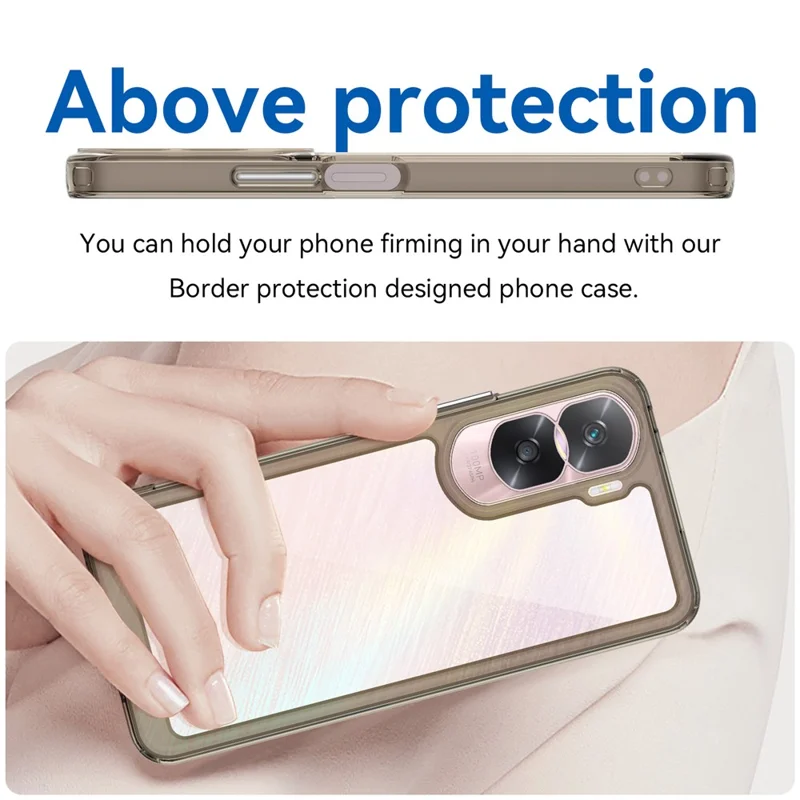For Honor 90 Lite 5G / X50i 5G TPU+Acrylic Mobile Phone Back Cover Clear Protective Shockproof Case - Transparent Grey