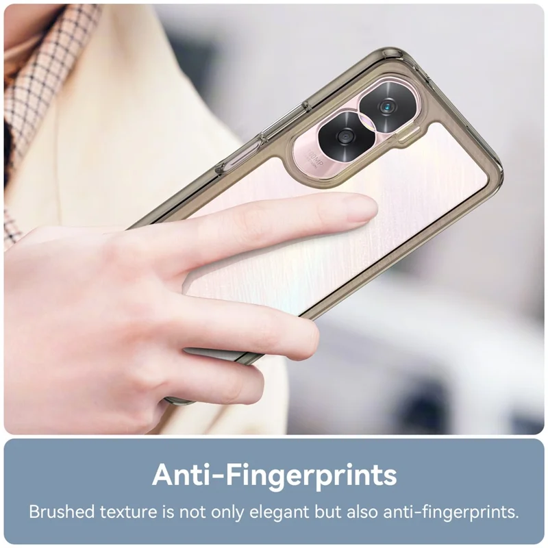 For Honor 90 Lite 5G / X50i 5G TPU+Acrylic Mobile Phone Back Cover Clear Protective Shockproof Case - Transparent Grey