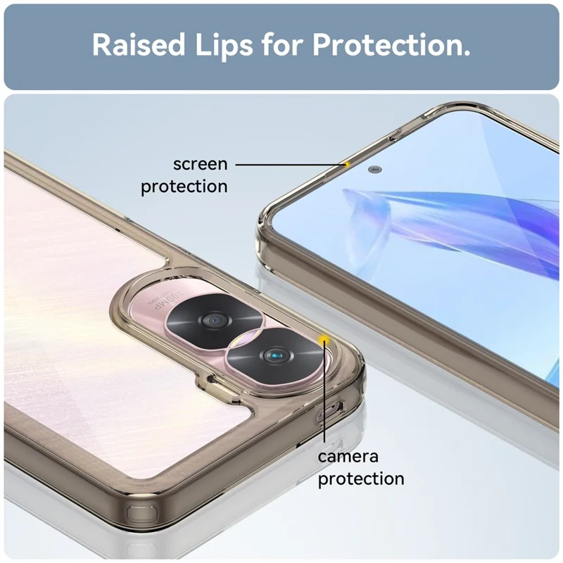 For Honor 90 Lite 5G / X50i 5G TPU+Acrylic Mobile Phone Back Cover Clear Protective Shockproof Case - Transparent Grey