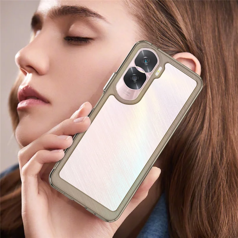 For Honor 90 Lite 5G / X50i 5G TPU+Acrylic Mobile Phone Back Cover Clear Protective Shockproof Case - Transparent Grey
