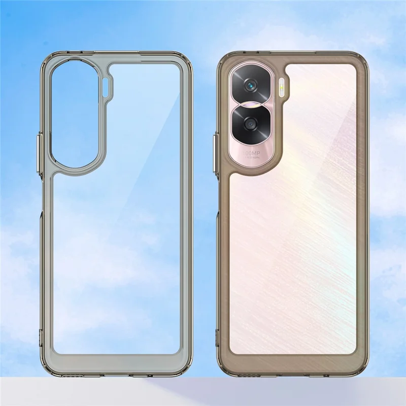 For Honor 90 Lite 5G / X50i 5G TPU+Acrylic Mobile Phone Back Cover Clear Protective Shockproof Case - Transparent Grey
