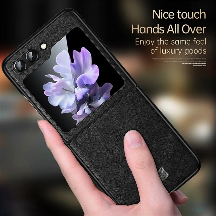 SULADA For Samsung Galaxy Z Flip5 5G Anti-scratch Phone Case PU Leather Coated TPU Cover - Orange