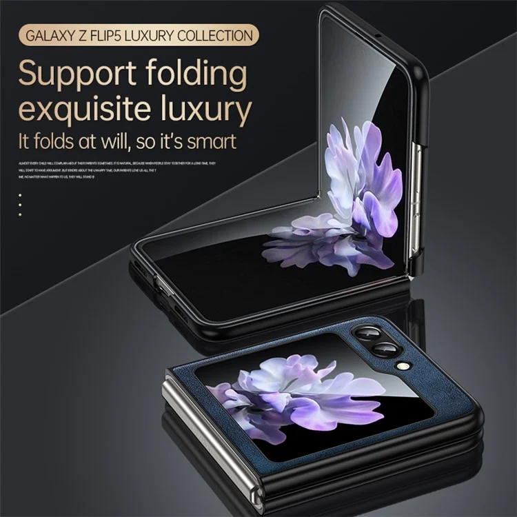 SULADA For Samsung Galaxy Z Flip5 5G Anti-scratch Phone Case PU Leather Coated TPU Cover - Orange