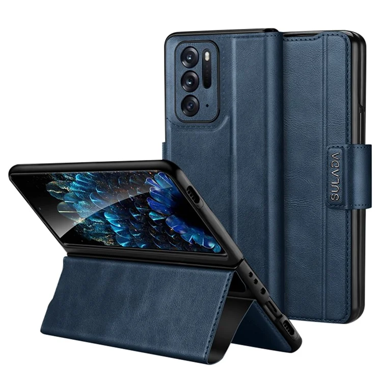 SULADA Für Oppo Find N Schutzhülle PU-Leder + PC-Abdeckung Anti-Drop Stand Handyhülle - Saphir