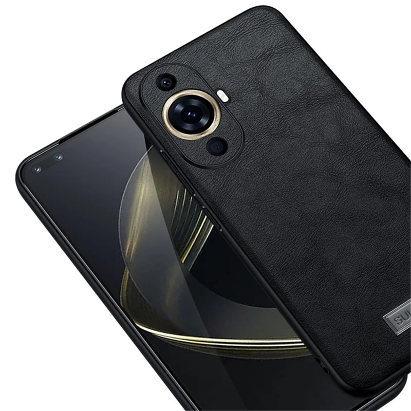 SULADA Phone Cover for Huawei nova 11 / nova 12s 4G / nova 12 Lite 4G PU Leather Coated TPU+PC Drop Resistant Case - Black