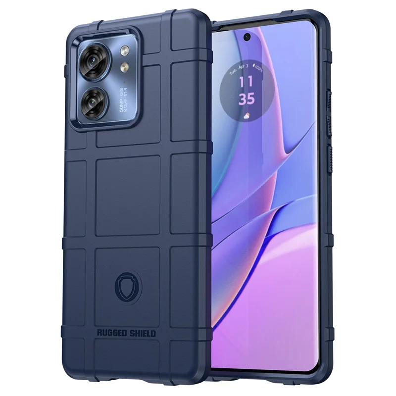 For Motorola Edge 40 5G Square Grid Texture Shockproof TPU Phone Case Back Cover - Blue