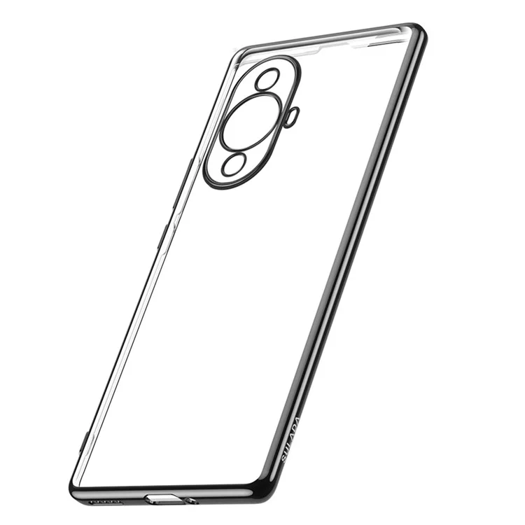 SULADA For Huawei nova 11 Pro / nova 11 Ultra Electroplating Straight Edge Clear Phone Case TPU Anti-scratch Cover - Black
