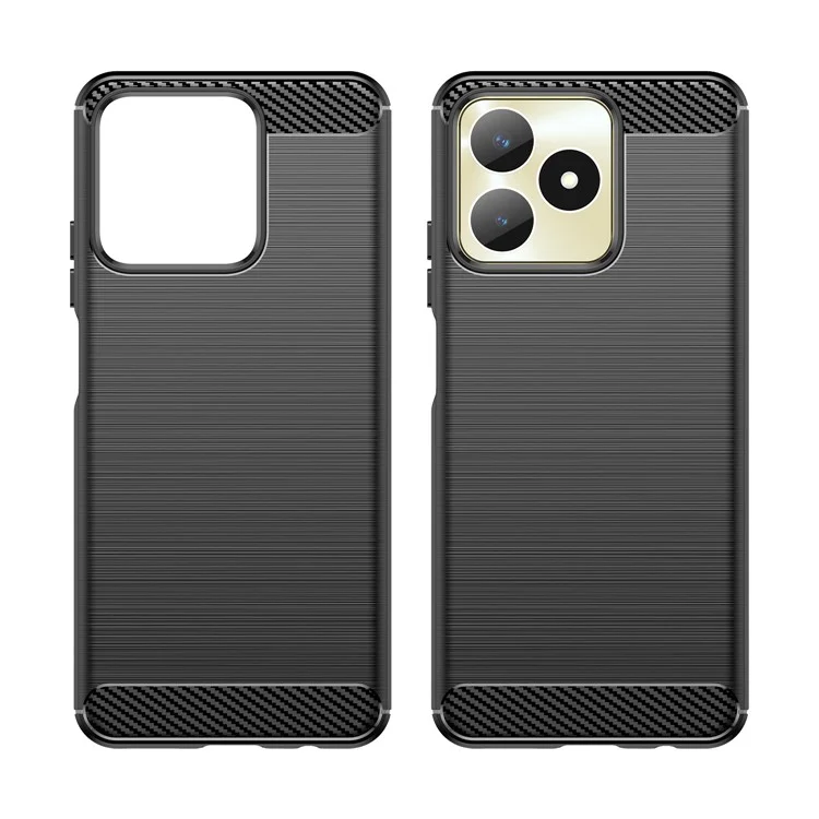 Для Realme C53 (Global) / C53 (Индия) / C51 / Narzo N53 4G TPU Чехол для телефона с текстурой углеродного волокна и с обработкой на поверхности - Черный
